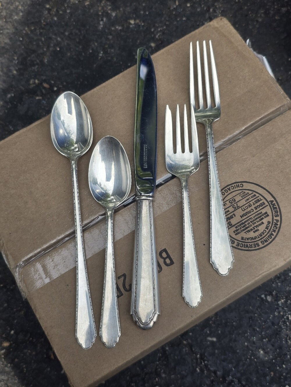 Sterling Silver Lunt William & Mary 5 pieces Silverware Set